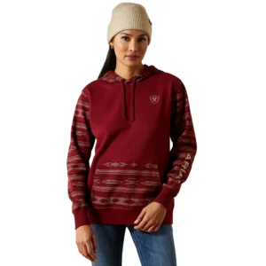 Ariat Women's Hoodie 'Logo 2.0' Montana Print Burgundy 10062291