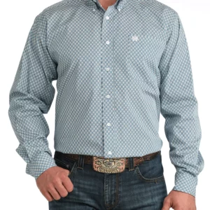 Cinch Men's Shirt 'Classic Fit' Geometric Blue MTW1106048 BLU