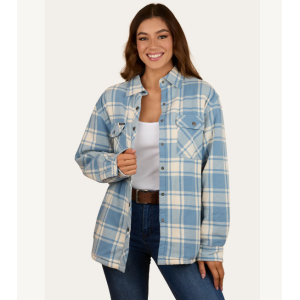 Ringers Western Women's Shirt 'Sadie' Sherpa Flannel Faded Denim/Off White 224094RW-FDN/OWH