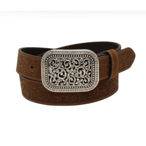 Ariat Women's Belt Rectangle Filagree 1 1/2" Medium Brown A10006944