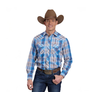 Roper Men's Shirt 'Karman 55/45 Collection' Long Sleeve Plaid Blue 01-001-0101-2020 MU