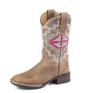 Roper Girl's Boots 'Monterey Aztec' Tan Leather 09-018-0912-2569 CLEARANCE!!