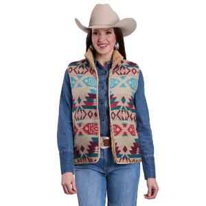 Roper Women's Vest Woven Aztec Brown 03-098-0781-6127 WH