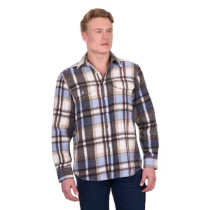 Hard Slog Men's Shirt 'Victor' Thermal Long Sleeve Tan/Light Blue H6W1116283