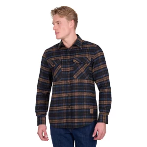 DuxBak Men's Shirt 'Hunter' Thermal Long Sleeve Navy/Dark Tan D6W1116205