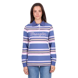 Wrangler Women's Rugby Top 'Easton' Blue/Pink X6W2577545
