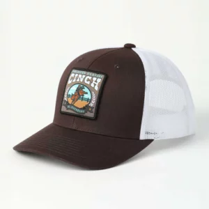 Cinch Cap Mid Profile 'Woven Logo' Mesh Back Brown MCC0660654 BRN