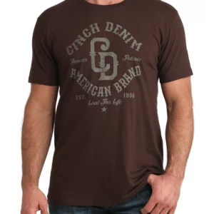Cinch Men's T-Shirt 'Cinch Denim Graphic' Brown MTT1690716 BRN