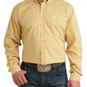 Cinch Men's Shirt Stretch 'Classic Fit' Print Gold MTW1106068 GLD