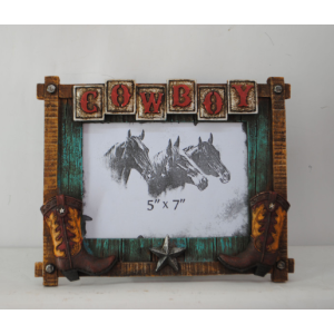 Brigalow Country Photo Frame Resin Cowboy wording and Boots 5x7"