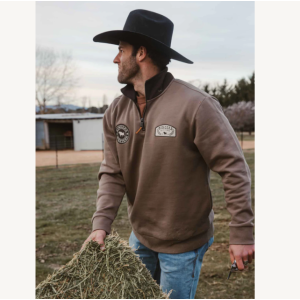 Ringers Western Men's Crew 'Lachlan'1/4 Zip Mushroom