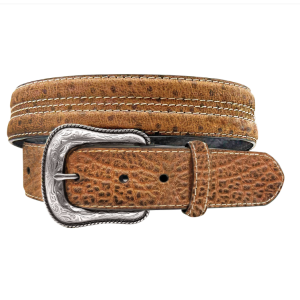 Roper Men's Belt 1 1/2" Genuine Leather Ostrich Print Brown 8691500B