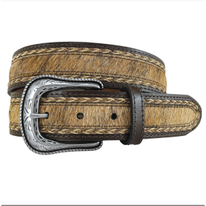 Roper Men's Belt Genuine Leather Hair On Hide Brown 8693500