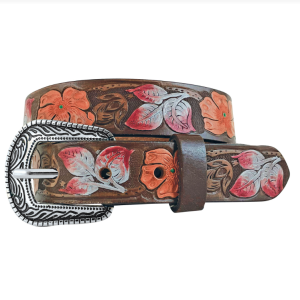 Roper Girl's Belt Hand Painted Genuine Buffalo Leather Brown 9729300