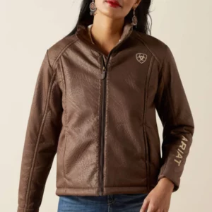 Ariat Women's Jacket 'Logo Softshell' Faux Leather Brown 10062795