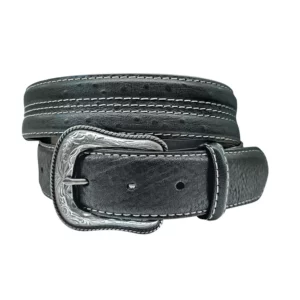 Roper Men's Belt 1 1/2" Genuine Leather Ostrich Print Black 8691500K