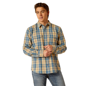 Ariat Men's Shirt Retro Snap Long Sleeve Harlem Pale Khaki CLEARANCE !!