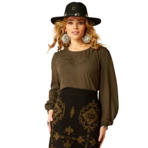 Ariat Womens Top Long Sleeve Wisteria Croc Jacquard 10052652 CLEARANCE !!