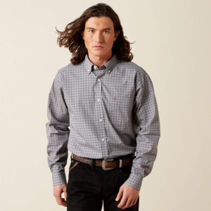 Ariat Men's Shirt 'Anderson' WF Fitted Long Sleeve Grey 10065776
