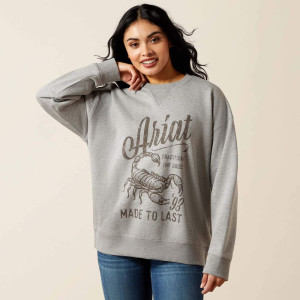 Ariat Women's Sweatshirt 'Scorpion Script' Oversized Heather Grey 10065870