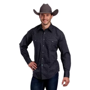 Roper Men's Shirt 'West Made Collection' Aztec Print Grey 03-001-0064-0327 GY