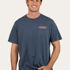 Ringers Western Men's T Shirt 'Ute Flag' Loose Fit Washed Navy 125031RW-WNV