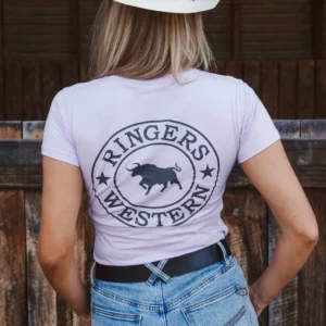 Ringers Western Women's T-Shirt 'Signature Bull' Classic Fit Lilac/Charcoal 220016RW-LLC/CHC