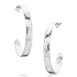 Montana Silversmiths Hoop Earrings 'Timeless Elegance' Chiseled ER5663