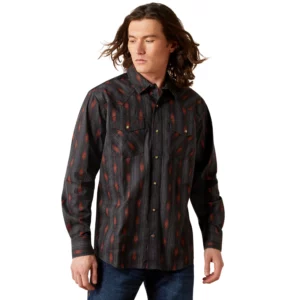 Ariat Men's Shirt 'Harrel' Retro Long Sleeve Snap Black 10065786