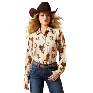 Ariat Women's Shirt 'Homestyle' Long Sleeve Rodeo Spur Print 10065831