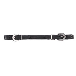 Fort Worth Flat Curb Strap 1/2" Black Leather FOR24-0027 BK