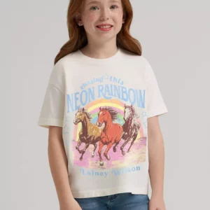 Wrangler Girl's T Shirt 'Lainey Wilson Neon Rainbow' Short Sleeve White 112382884