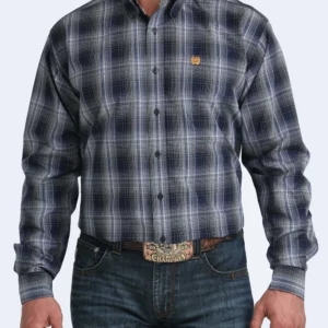 Cinch Men's Shirt 'Classic Fit' Button Down Plaid Navy MTW1106078 NAV