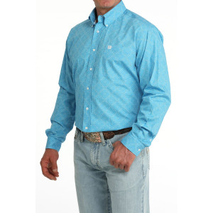 Cinch Men's Shirt 'Classic Fit' Button Down Print Blue MTW1106086 BLU
