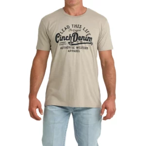 Cinch Men's T-Shirt 'Lead this Life' Khaki MTT1690723 KHA