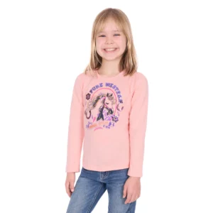 Pure Western Girl's T Shirt 'Danica' Long Sleeve Peach P6W5500179
