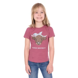 Pure Western Girl's T Shirt 'Estelle' Short Sleeve Raspberry P6W5526212