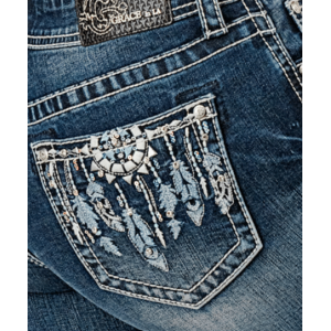 Grace in LA Women's Jeans 'Feather' Easy Fit Mid Rise Boot Cut EB81786