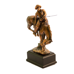 Bronco Rider Statue Small Bronze Plated 7520