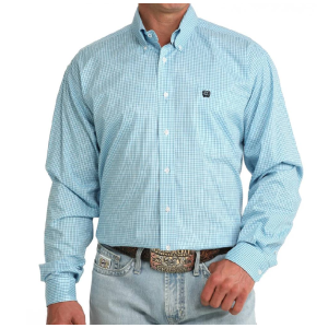 Cinch Men's Shirt 'Classic Fit' Button Down Plaid Blue MTW1106087 BLU