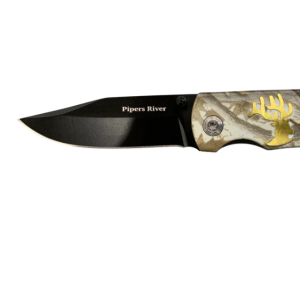 Pipers River Knife Camo Folder and Brass Elk PR118CA