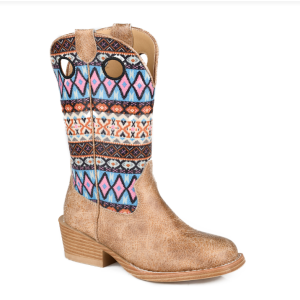 Roper Girl's Boots Kid's 'Willow Aztec' Tan 09-018-1910-3773