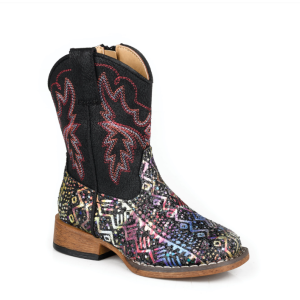 Roper Girl's Boots Toddler 'Glitter Aztec II' Black Glitter/Black 09-017-1903-3775