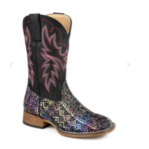 Roper Girl's Boots Kid's 'Glitter Aztec II' Black Glitter/Black 09-018-1910-3775