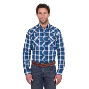 Wrangler Men's Shirt 'Tony' Long Sleeve Navy/Royal X6W1112483