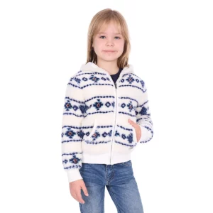 Pure Western Girl's Hoodie Zip Up 'Sharna' Ivory P6W5551219
