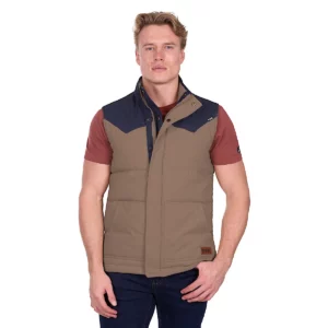 Pure Western Men's Vest Reversible 'Jamie' Stone/Navy