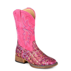 Roper Girl's Boots Kid's 'Glitter Aztec II' Fuschia Glitter/Fuschia 09-018-1910-3774