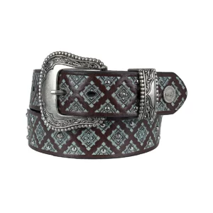 Wrangler Women's Belt 'Emmaline' Chocolate/Turquoise X6W2988BLT
