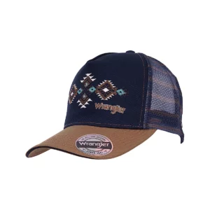 Wrangler Women's Trucker Cap 'Francis' HP Ponytail Navy/Tan X6W2936CAP